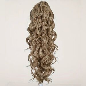 Luxurious Wavy Brown/ Dirty Blonde Hair Extension Clip For Ponytails
